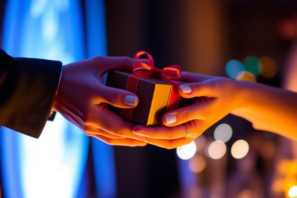 Wrapped premium gift exchanged at an event, a setting for custom branded Original Air Drums